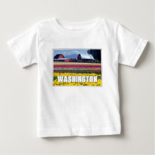 Camiseta De Bebé Estado de Washington   Campo de Tulipanes