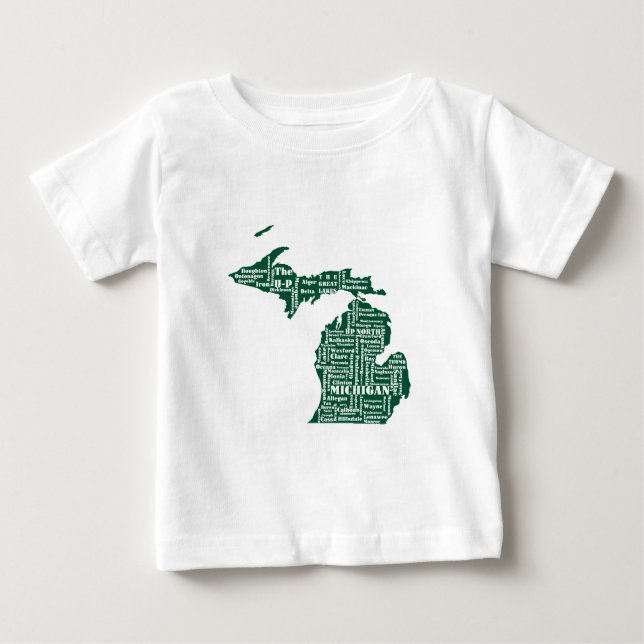 Camiseta De Bebé Estado Verde de las ciudades de Michigan (Anverso)