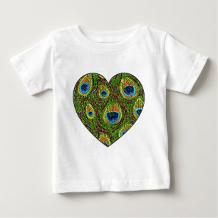 Camiseta De Bebé Estampa de arte brillante de pluma de pavo real
