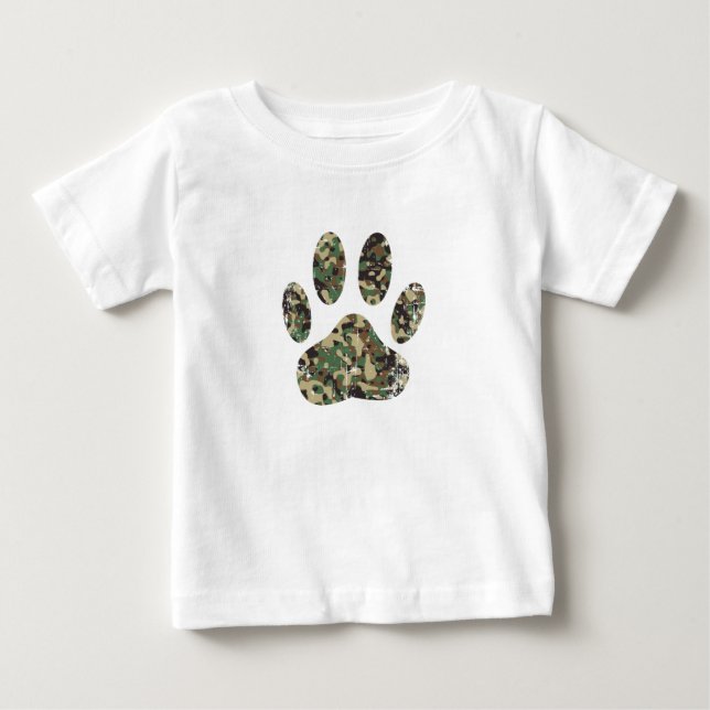 Camiseta De Bebé Estampa de pata de perro camuflaje angustiado (Anverso)