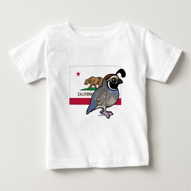 Camiseta De Bebé Estatales Birdorables: California Quail (Anverso)