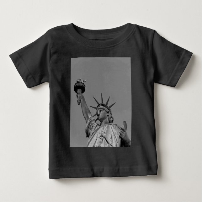 Camiseta De Bebé Estatua blanca y negra de la libertad de Nueva Yor (Anverso)