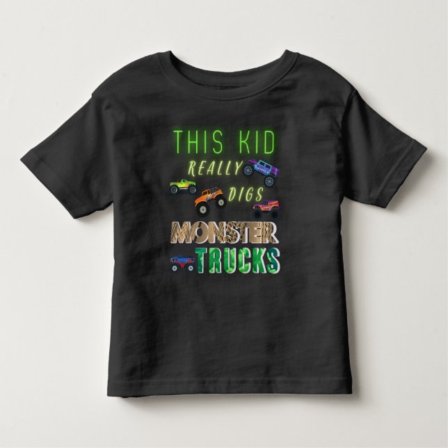 Camiseta De Bebé Este chico realmente cavó camiones de Monstruo (Anverso)