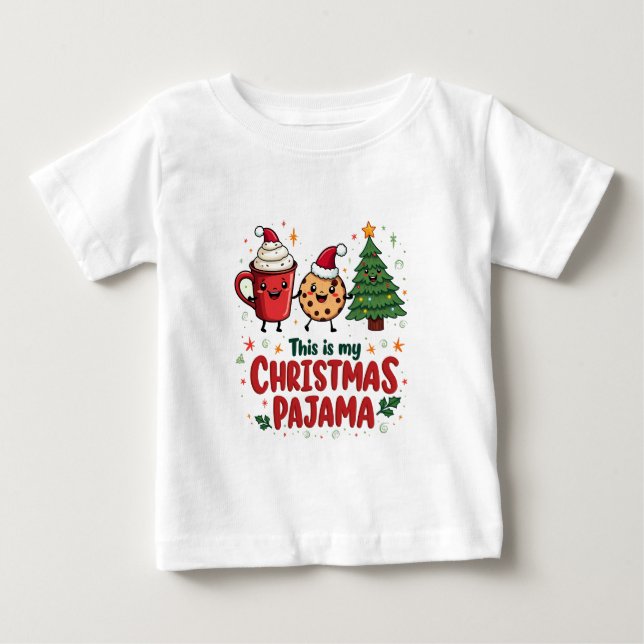 Camiseta De Bebé Este es mi Navidad Pajama Cookies Chocolate calien (Anverso)