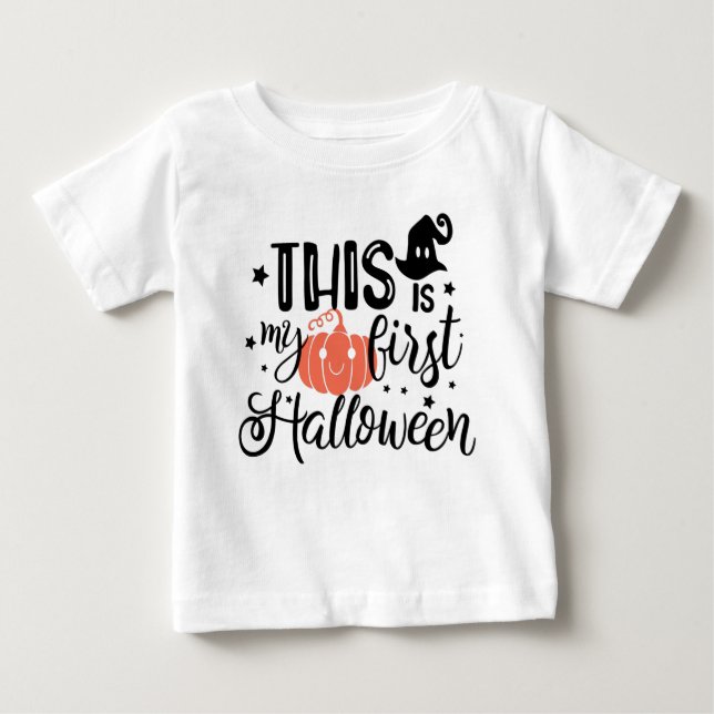 Camiseta De Bebé Este es mi primer bebé de calabaza de Halloween (Anverso)