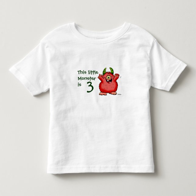 Camiseta De Bebé Este pequeño monstruo tiene 3 años (Anverso)