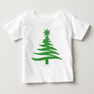 Camiseta De Bebé Esténcil de árbol de Navidad moderno Imprimir verd