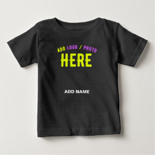 CAMISETA DE BEBÉ ESTILIZADO MODERNO PERSONALIZABLE NEGRO VERIFICADO