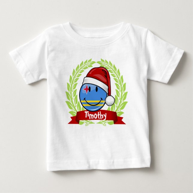 Camiseta De Bebé Estilo alegre del navidad de la bandera de Aruba (Anverso)