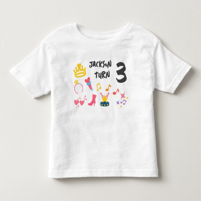 Camiseta De Bebé Estilo Crayon Editable - Estrella pop Diva Cumplea (Anverso)