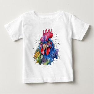 Camiseta De Bebé Estilo de acuarela de pollo de gallo de campo