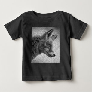 CAMISETA DE BEBÉ ESTILO DE PINTURA DE ZORRO BLANCO Y NEGRO