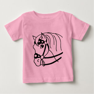Camiseta De Bebé Estilo retro de cabeza mínima de caballo Arte anim