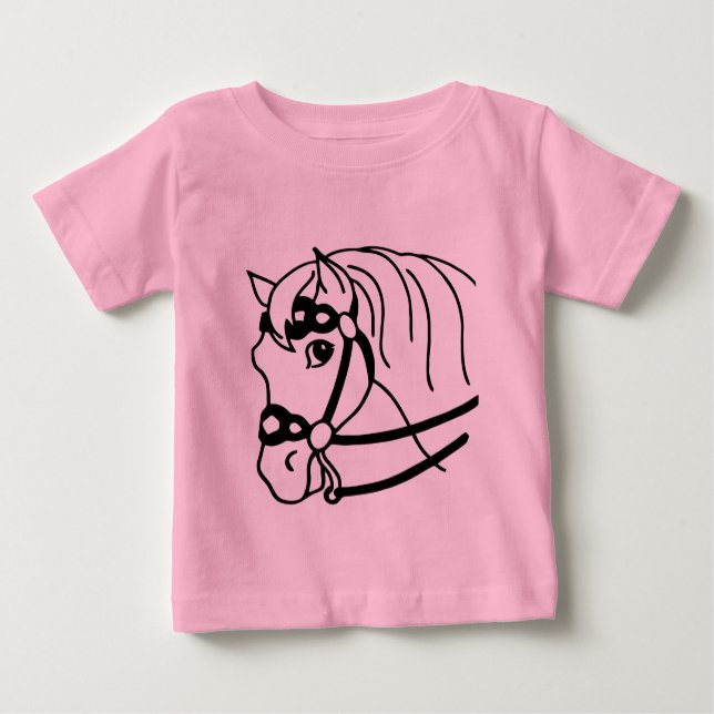 Camiseta De Bebé Estilo retro de cabeza mínima de caballo Arte anim (Anverso)