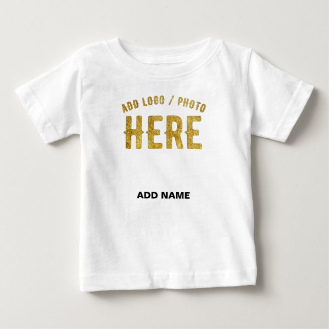 CAMISETA DE BEBÉ ESTILOSO MODERNO PERSONALIZABLE BLANCO VERIFICADO  (Anverso)