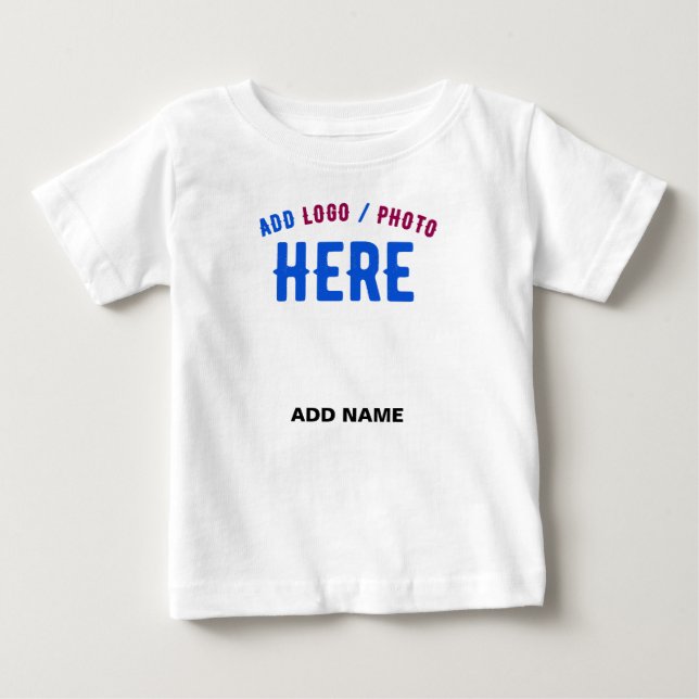 CAMISETA DE BEBÉ ESTILOSO MODERNO PERSONALIZABLE BLANCO VERIFICADO  (Anverso)
