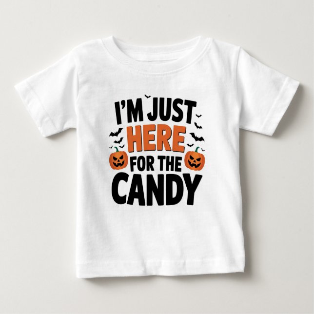 Camiseta De Bebé Estoy aquí por el dulce - Halloween divertido (Anverso)