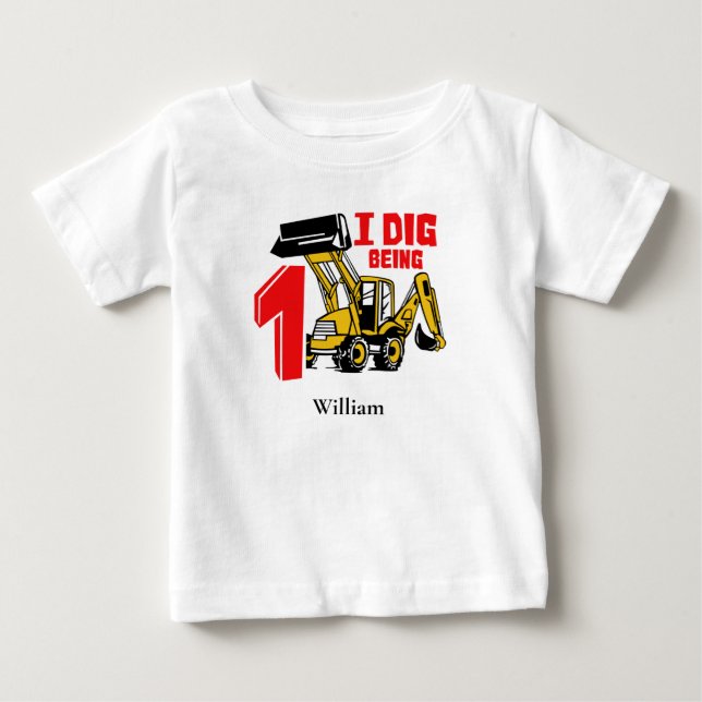 Camiseta De Bebé Estoy cavando ser la construcción del primer cumpl (Anverso)