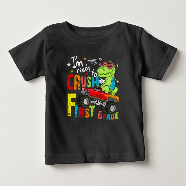 Camiseta De Bebé Estoy listo para aplastar dinosaurio de primer gra (Anverso)