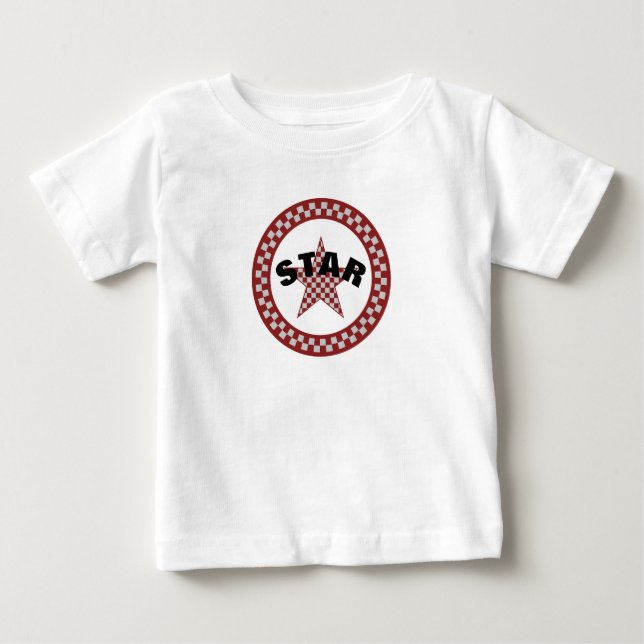 Camiseta De Bebé Estrella de Cuadros Rojos de Verano  (Anverso)