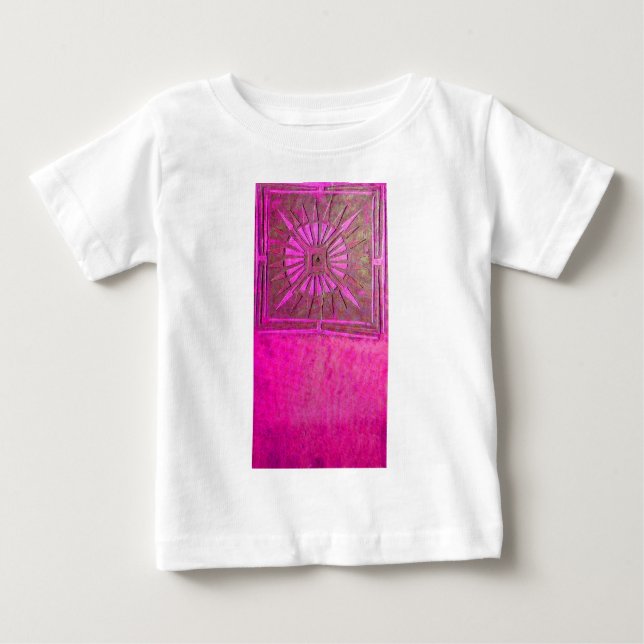 Camiseta De Bebé ESTRELLA DE MAÑANA rosa, negro de fucsia, monogram (Anverso)