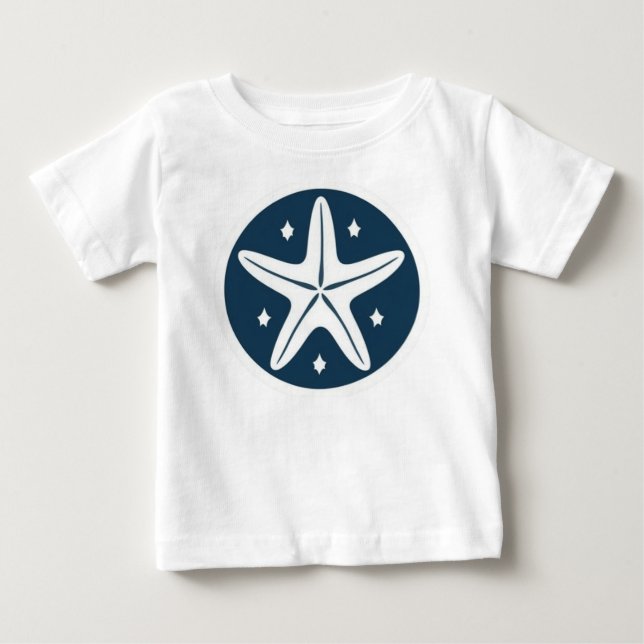 Camiseta De Bebé Estrella de mar con estrellas blancas (Anverso)