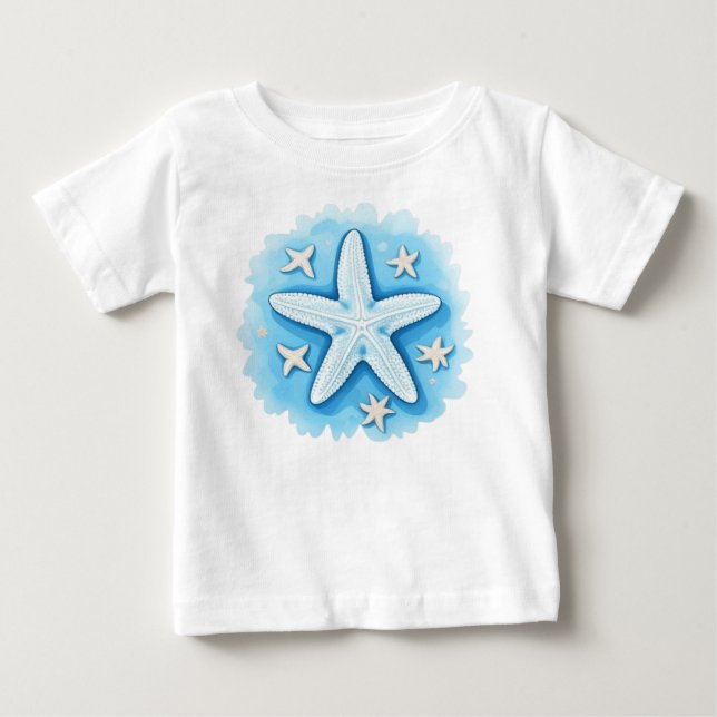 Camiseta De Bebé Estrella de mar en azul (Anverso)