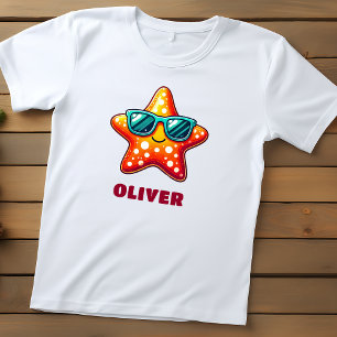 Camiseta De Bebé Estrella de mar linda con gafas de sol