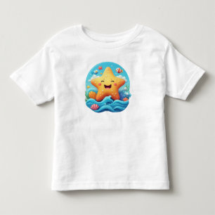 Camiseta De Bebé Estrella de mar sonriente linda dibujo animado en 