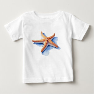 Camiseta De Bebé Estrella de mar y silueta azul
