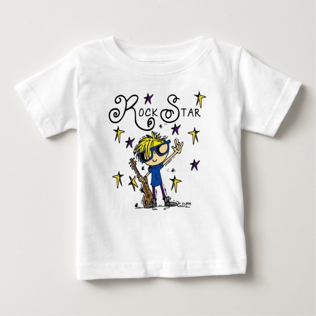Camiseta De Bebé Estrella de rock de Blond Boy (Anverso)