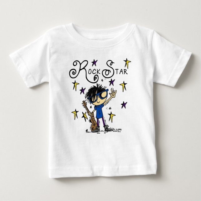 Camiseta De Bebé Estrella de rock de cabello negro (Anverso)