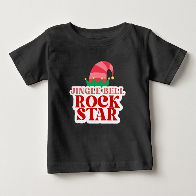 Camiseta De Bebé Estrella de rock Jingle Bell, Navidades Toddler (Anverso)