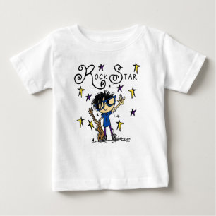 Camiseta De Bebé Estrella del rock del muchacho del pelo negro
