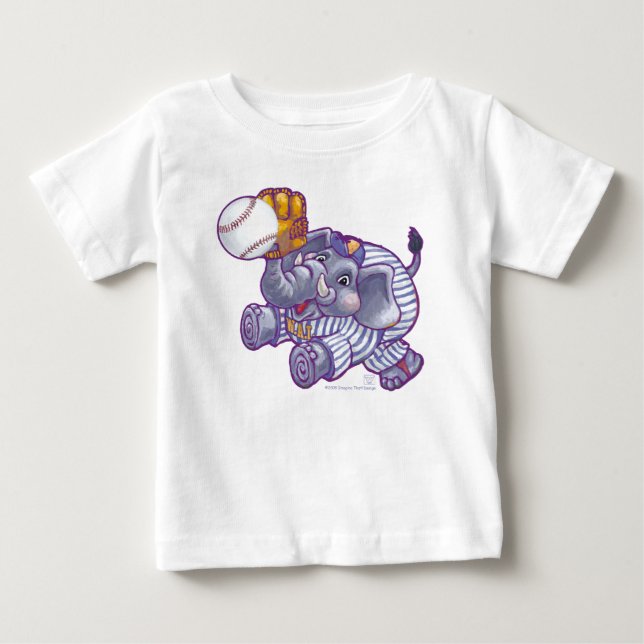 Camiseta De Bebé Estrella elefante de béisbol (Anverso)