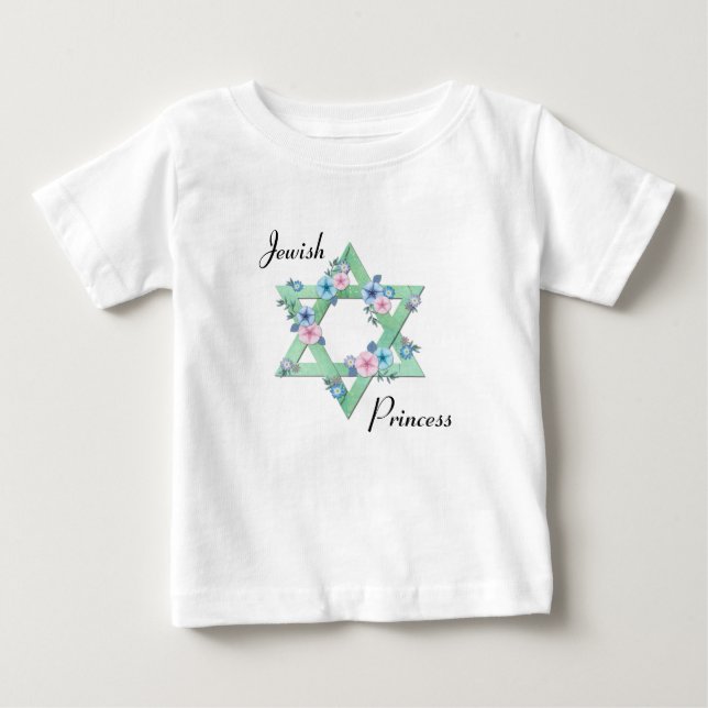 Camiseta De Bebé Estrella judía de David con flores pastel (Anverso)