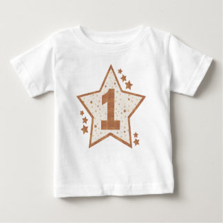 Camiseta De Bebé Estrella rosa y dorada de primer cumpleaños