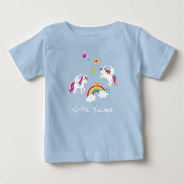 Camiseta De Bebé Estrellas arcoiris de Unicornio. Fairy Tale Baby T (Anverso)