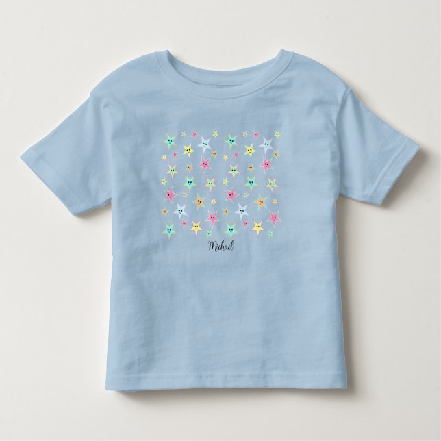 Camiseta De Bebé Estrellas cortas con rostros en tonos pastel (Anverso)