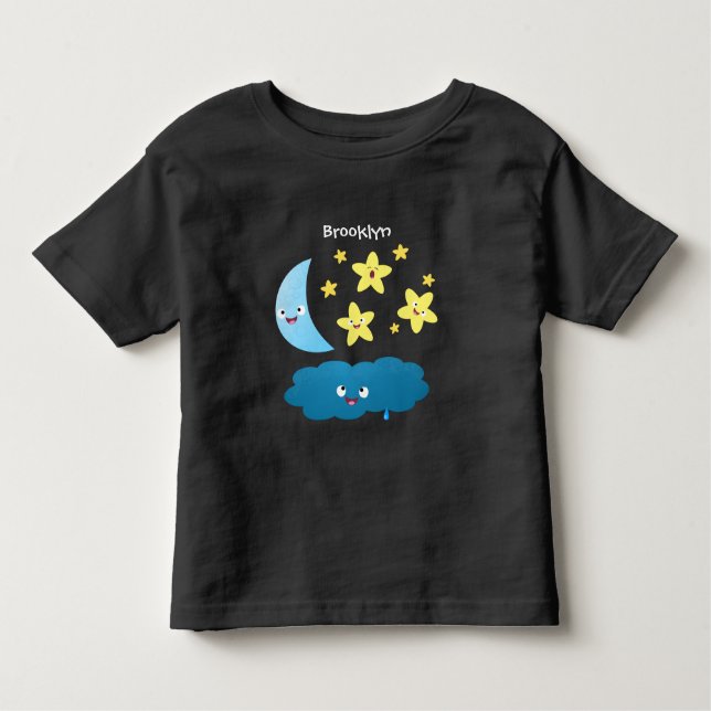 Camiseta De Bebé Estrellas de canto, personalizado de luna y nube (Anverso)