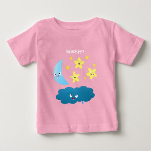 Camiseta De Bebé Estrellas de canto, personalizado de luna y nube