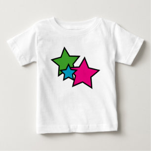 Camiseta De Bebé Estrellas de neón rosa verde azul Colorido