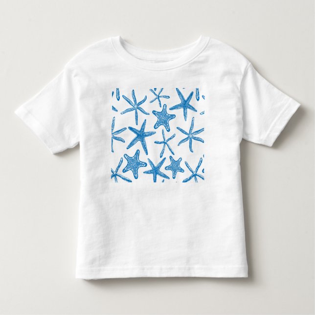 Camiseta De Bebé Estrellas marinas de azul (Anverso)