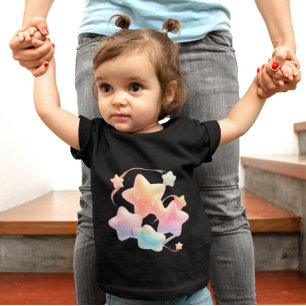 Camiseta De Bebé Estrellas Pastel - Coloridas estrellas en un espac