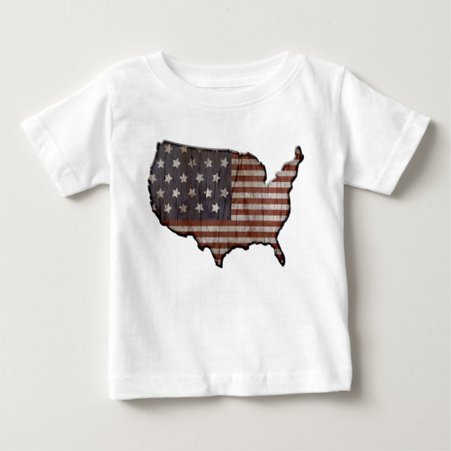 Camiseta De Bebé Estrellas patrióticas rayas de bebé tee de Estados (Anverso)