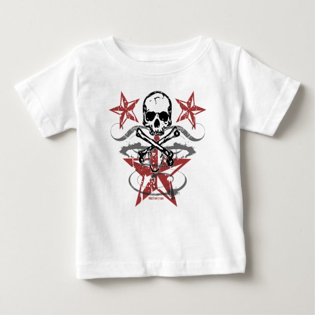 Camiseta De Bebé Estrellas y cráneo K (Anverso)