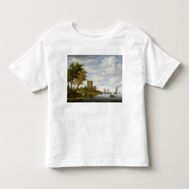 Camiseta De Bebé Estuario del río con un castillo (Anverso)