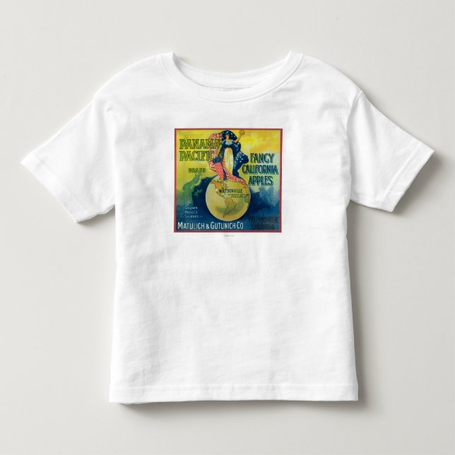 Camiseta De Bebé Etiqueta pacífica del cajón de Panamá Apple (Anverso)