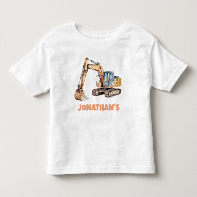 Camiseta De Bebé Excavador de vehículos de construcción de nombre p (Anverso)