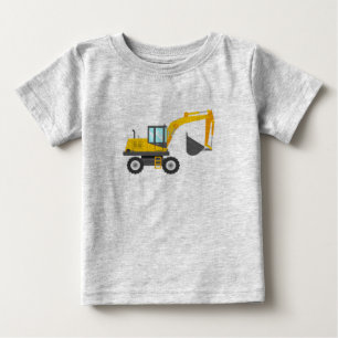 Camiseta De Bebé Excavadora Amarilla Cuta para Niños